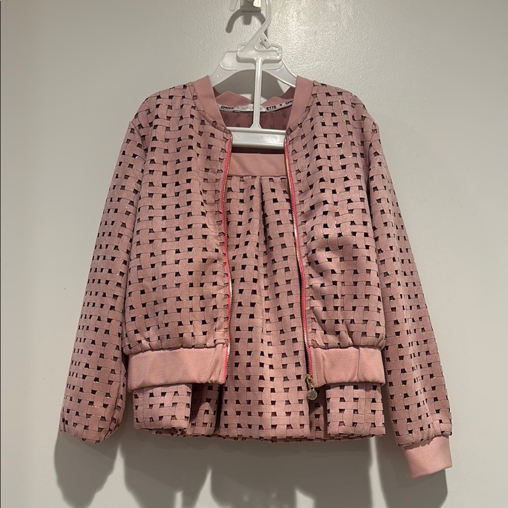 Kids Pink Jacket skirt set